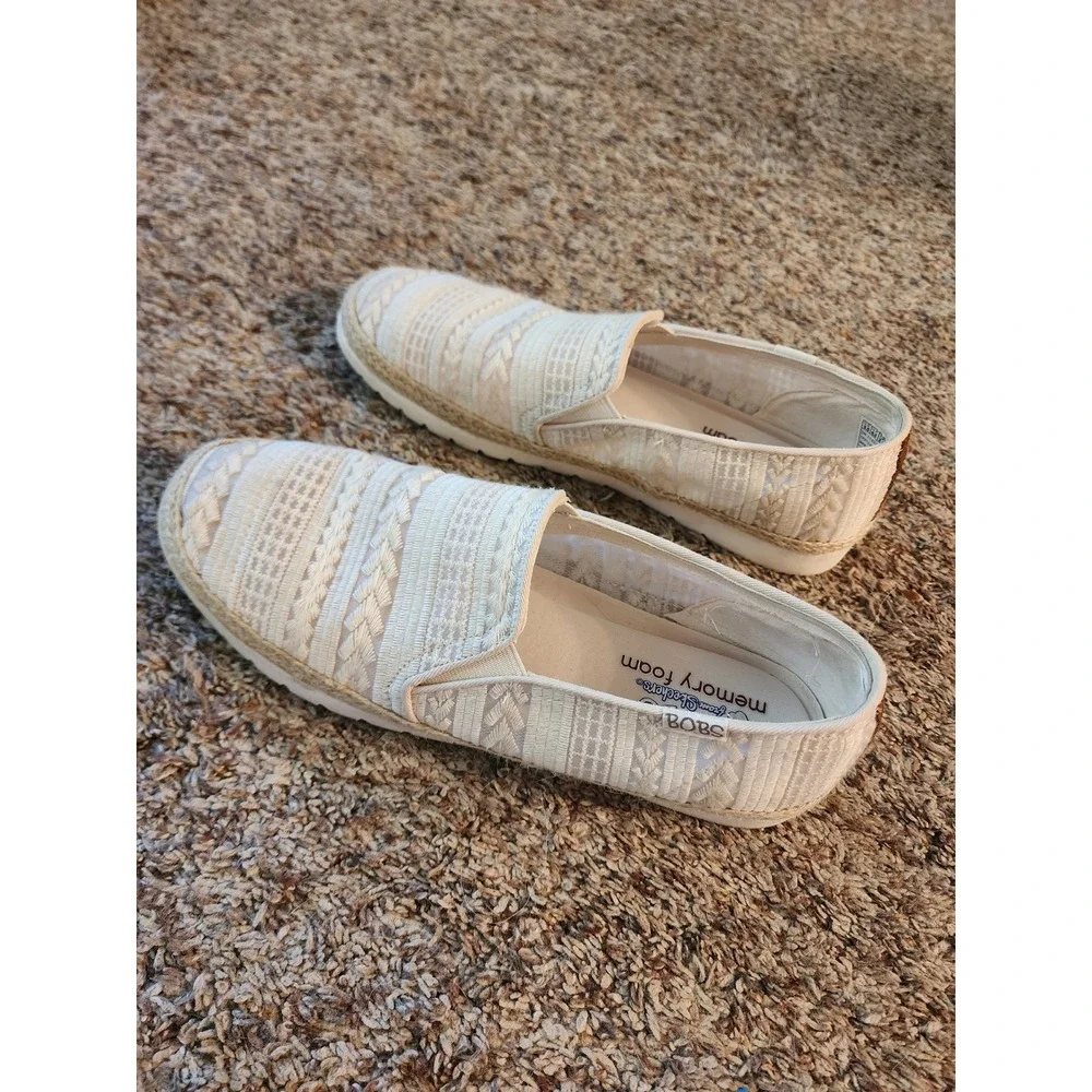 BOBS from Skechers‎ B Cute Espadrille Slip On Flats Natural Beige 113237 W9.5